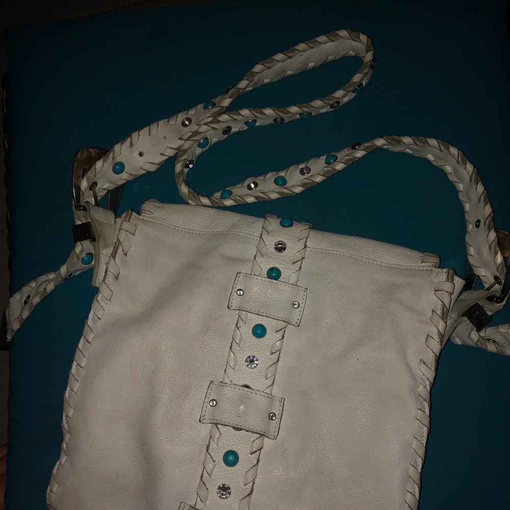 Leather western style cross body satchel